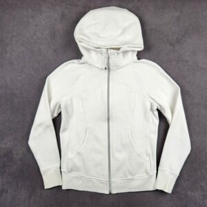 Lululemon Scuba Full Zip Hoodie Womens 8 White Cotton Fleece Thumbholes